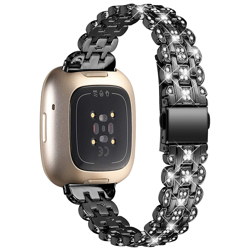 For Fitbit Versa 3 Fitbit Sense Rhinestone Decor Metal Smart Watch Band Buckle Design Watch Strap For Fitbit Versa 3 Fitbit Sense Rhinestone Decor Metal Smart Watch Band Buckle Design Watch Strap